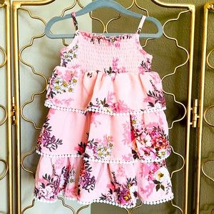 BCBG Multi-Layer Pink & Floral Ruffle Spring Dress